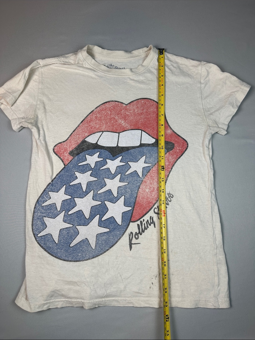 Rolling Stones Music White Shirt Red Lips Blue Star Tongue - Picture 4 of 6